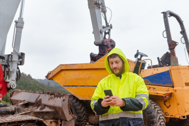 Laborer with reflective jacket